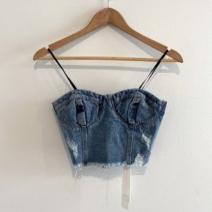 Denim Strapless Crop Top